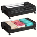 2Pcs Metal Under Bed Storage Organizer With Wheels And Lid Foldable Rolling Underbed Storage Bins For Clothes Shoes Bedding Books Home Bedroom