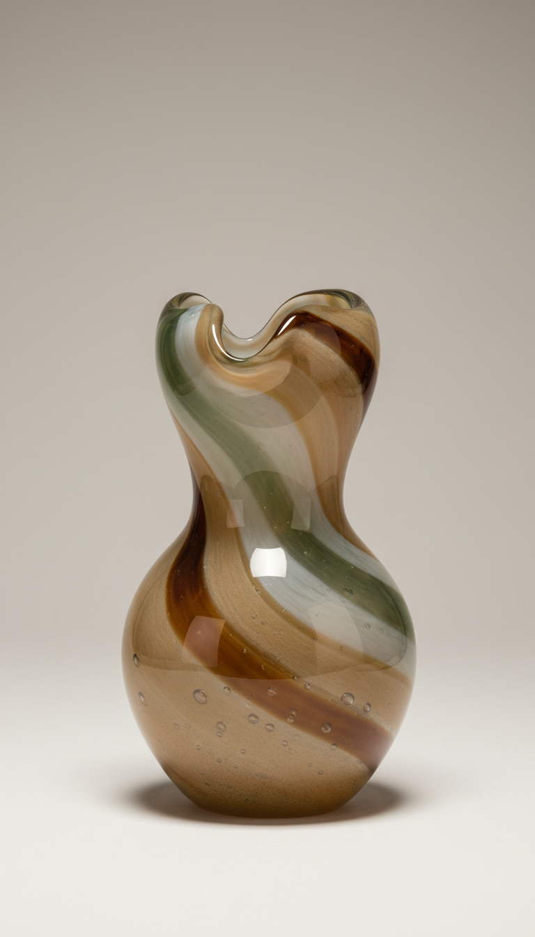 Hand-Blown Glass Vase in Smoke Tint
