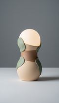 Sculptural Ceramic Lamp with Linen Shade