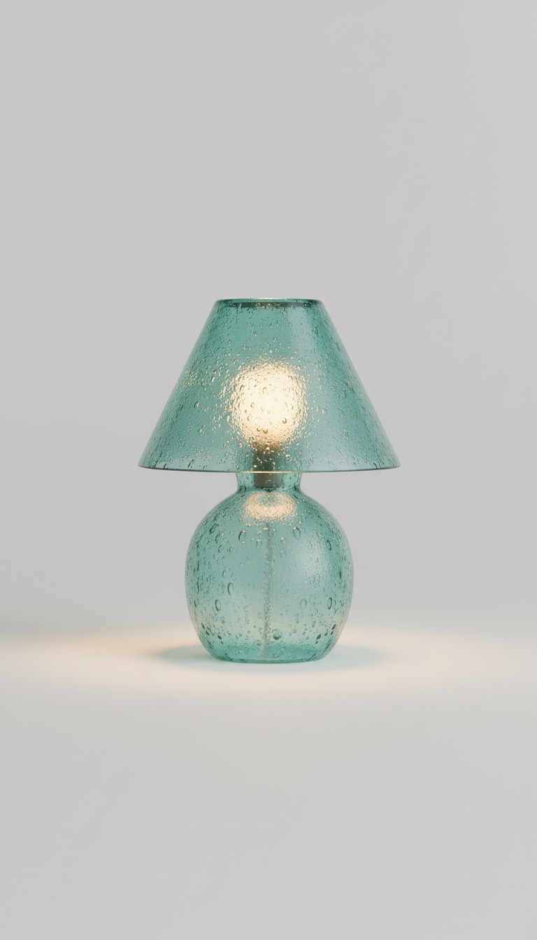 Mint Teal Glass Table Lamp