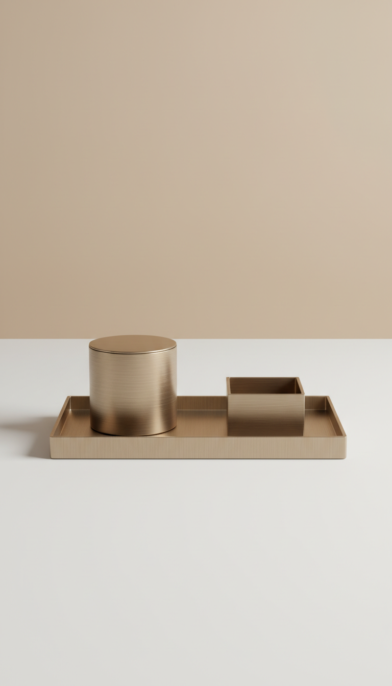 Brushed Metal Tray Set of Two